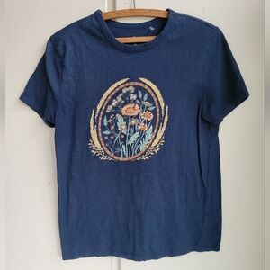 Dip T-Shirt Women's M Navy Blue Floral Short Sleeve Crew Neck Graphic Shirt Top